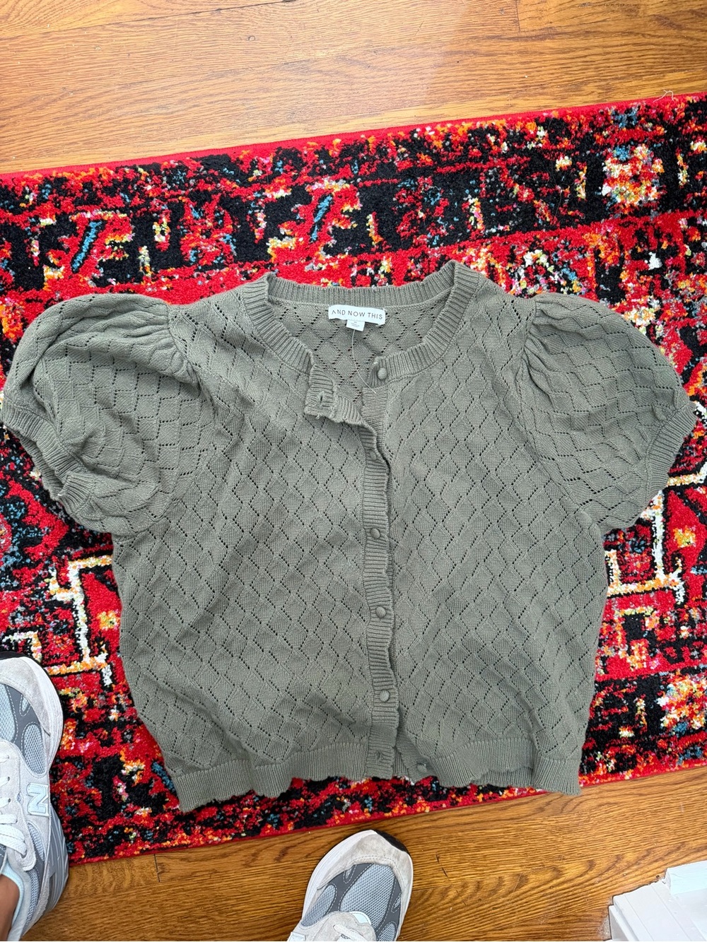 And Now This Olive Puff Sleeve Knit Cardigan